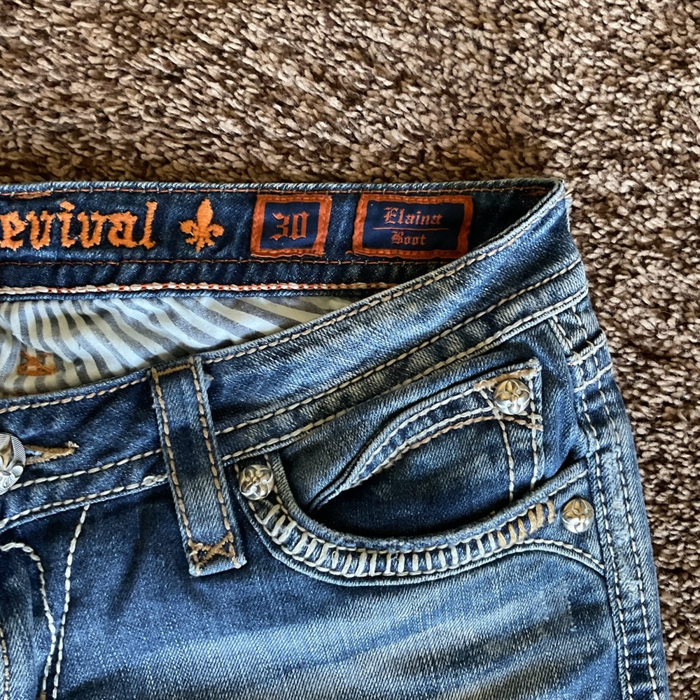 Preowned women’s Rock Revival Elaina Bootcut denim jeans sz 30 medium blue - Picture 5 of 10
